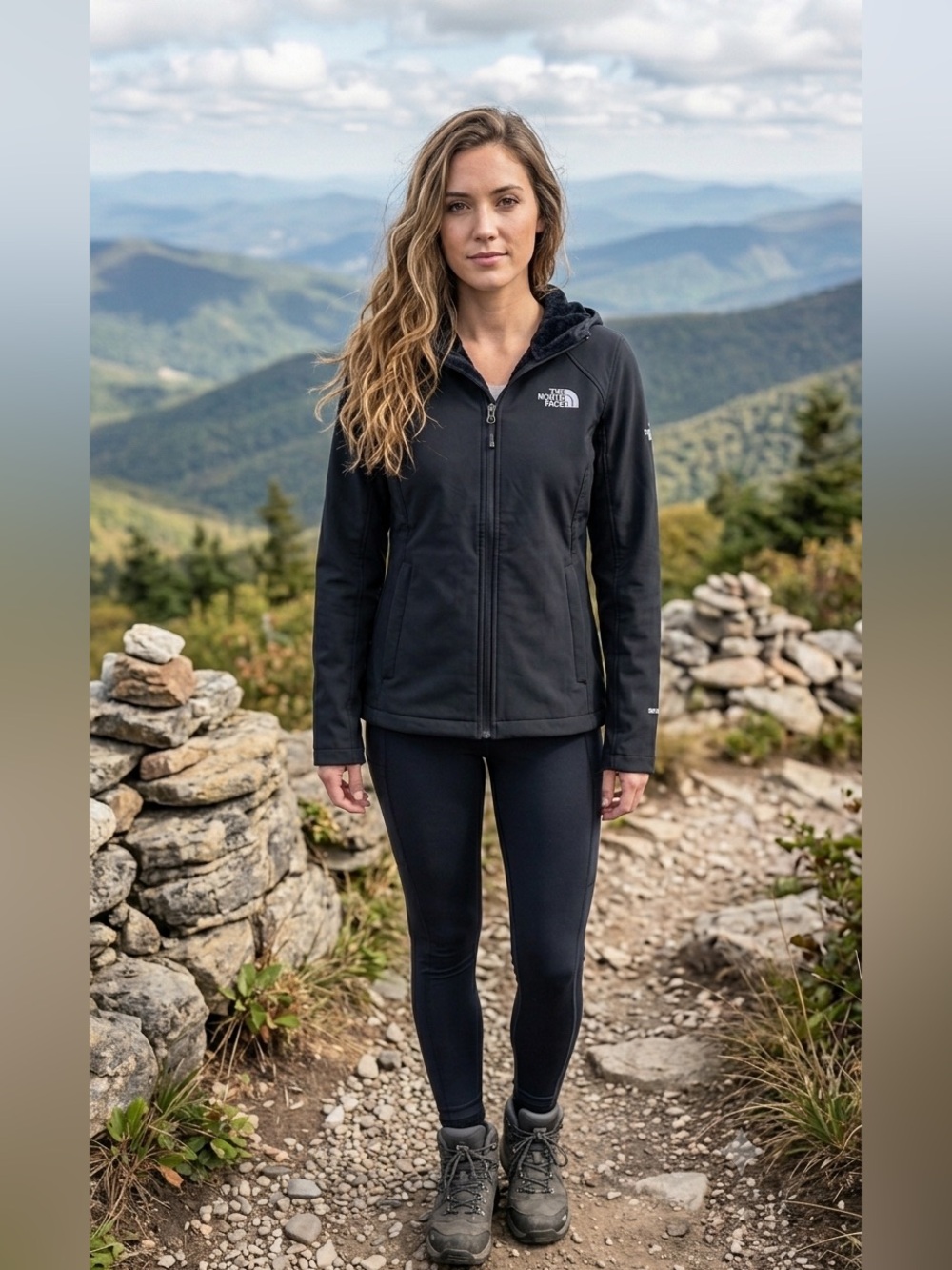 The North Face WindWall® Soft Shell Jacket Women’s XS Black Hooded Fleece-Lined